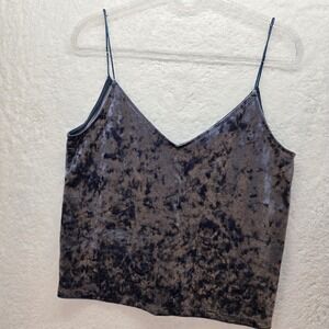 Vintage Y2K Womens Crushed Velvet Cami Tank Top Small 90s Rave Punk Whimsigoth